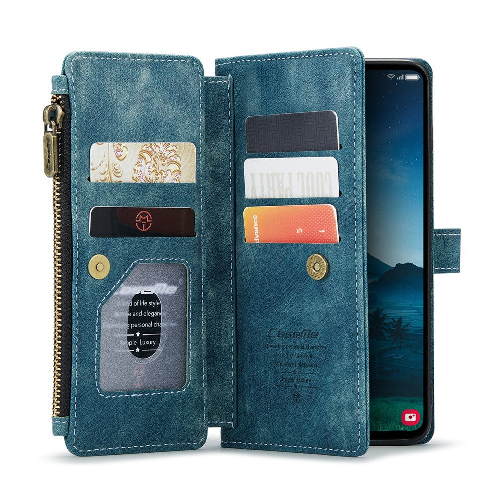 CASEME For Samsung Galaxy S25 Phone Cases with Strap  C30 Zipper Multiple Card Holder PU Leather Cover