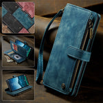 CASEME For Samsung Galaxy S25 Phone Cases with Strap  C30 Zipper Multiple Card Holder PU Leather Cover