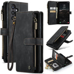 CASEME For Samsung Galaxy S25 Phone Cases with Strap  C30 Zipper Multiple Card Holder PU Leather Cover