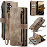 CASEME For Samsung Galaxy S25 Phone Cases with Strap  C30 Zipper Multiple Card Holder PU Leather Cover