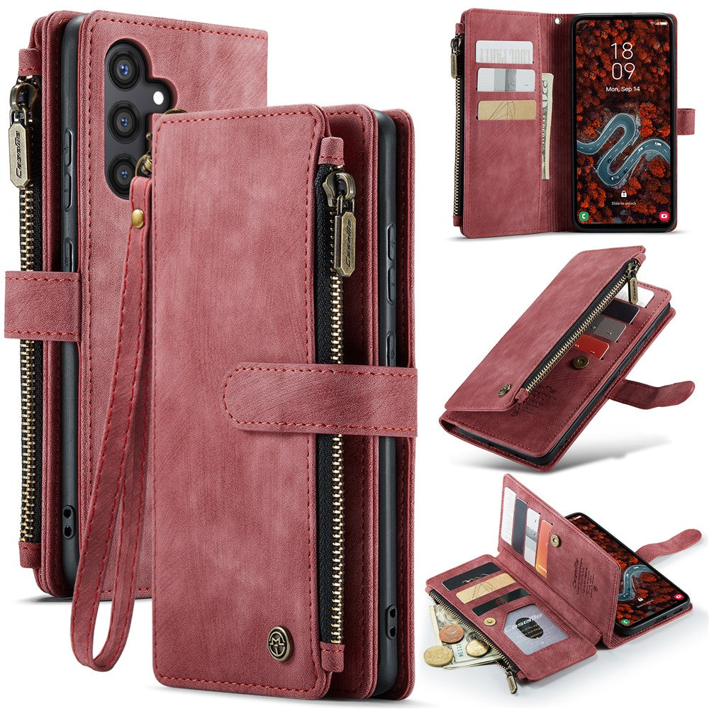 CASEME For Samsung Galaxy S25+ Phone Cases with Strap  C30 Zipper Multiple Card Holder PU Leather Cover