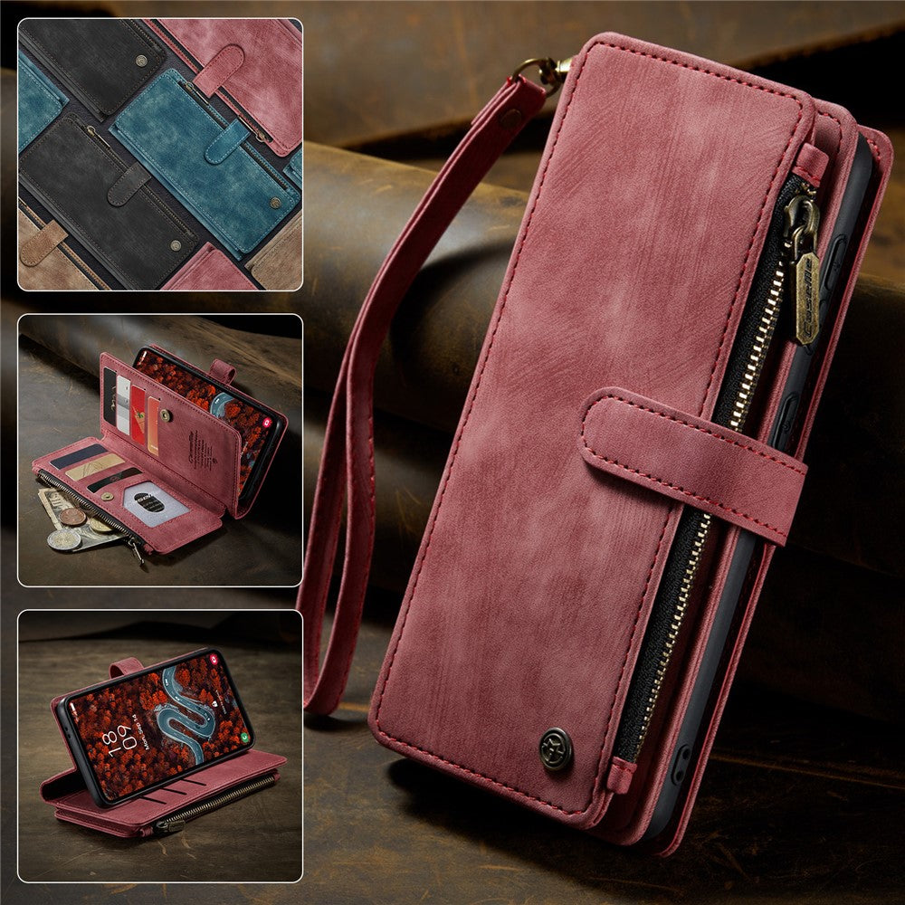 CASEME Til Samsung Galaxy S25+ Telefoncovers med Rem C30 Lynlås Flere Kortlommer PU Læder Cover