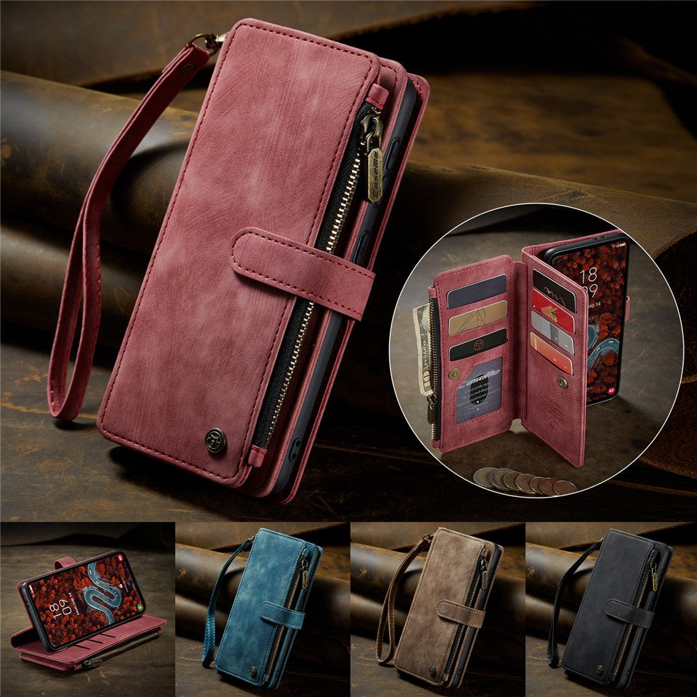 CASEME For Samsung Galaxy S25+ Phone Cases with Strap  C30 Zipper Multiple Card Holder PU Leather Cover
