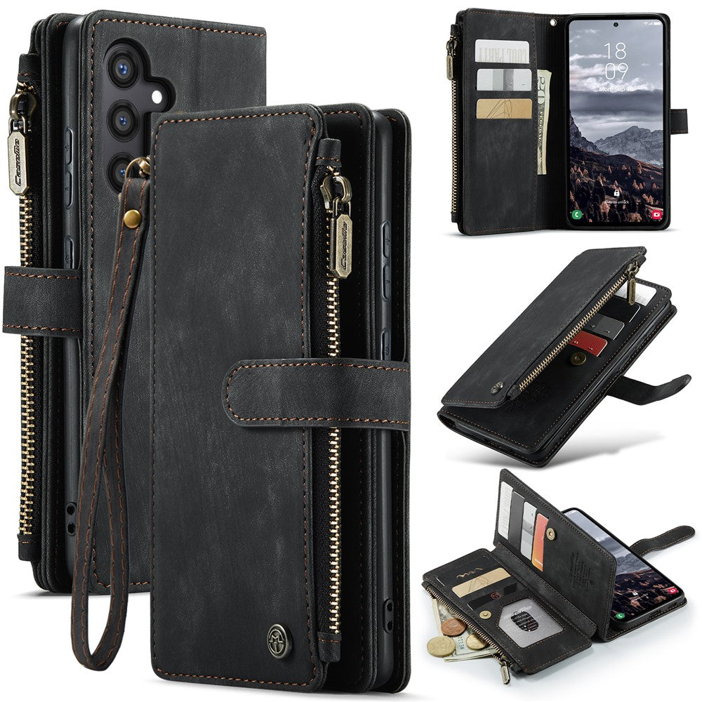 CASEME Til Samsung Galaxy S25+ Telefoncovers med Rem C30 Lynlås Flere Kortlommer PU Læder Cover