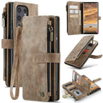 CASEME For Samsung Galaxy S25 Ultra Phone Cases with Strap  C30 Zipper Multiple Card Holder PU Leather Cover
