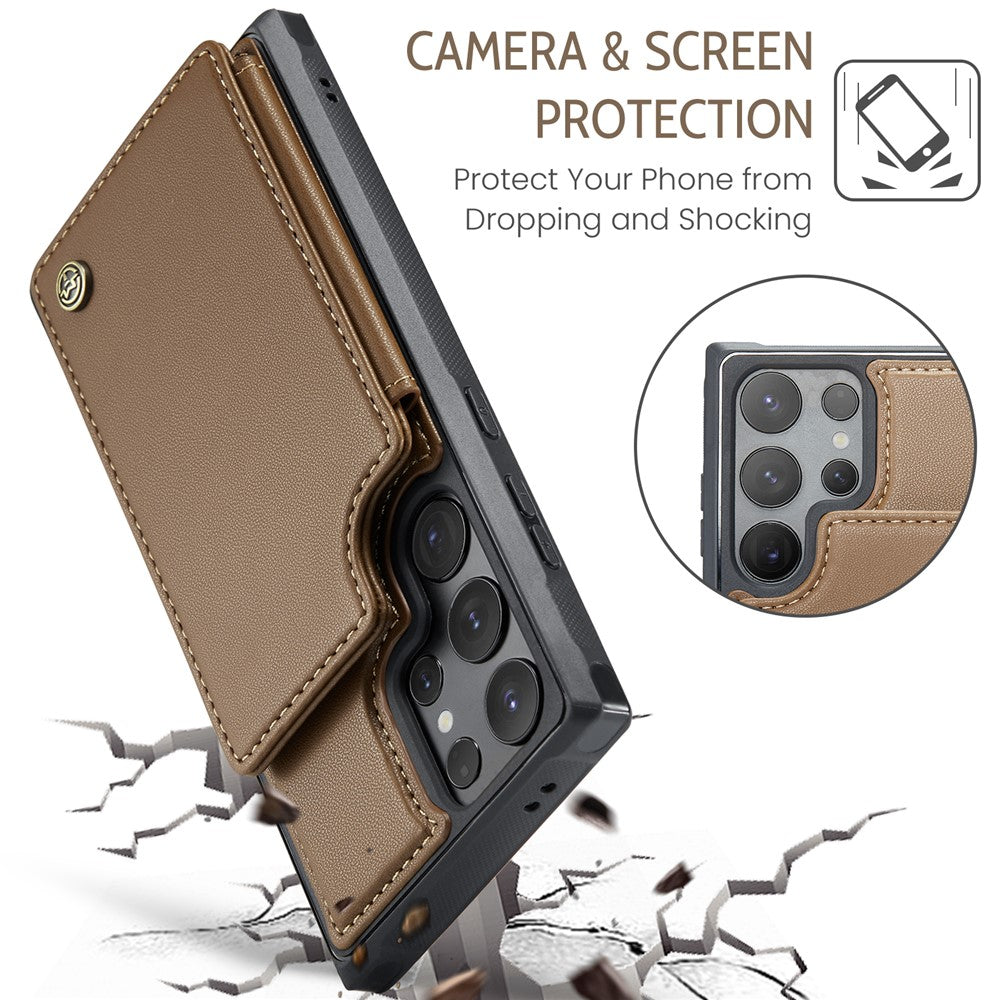 CASEME För Samsung Galaxy S25 Ultra mobilskal C22 Läderbaksida med RFID-blockerande kortplatser