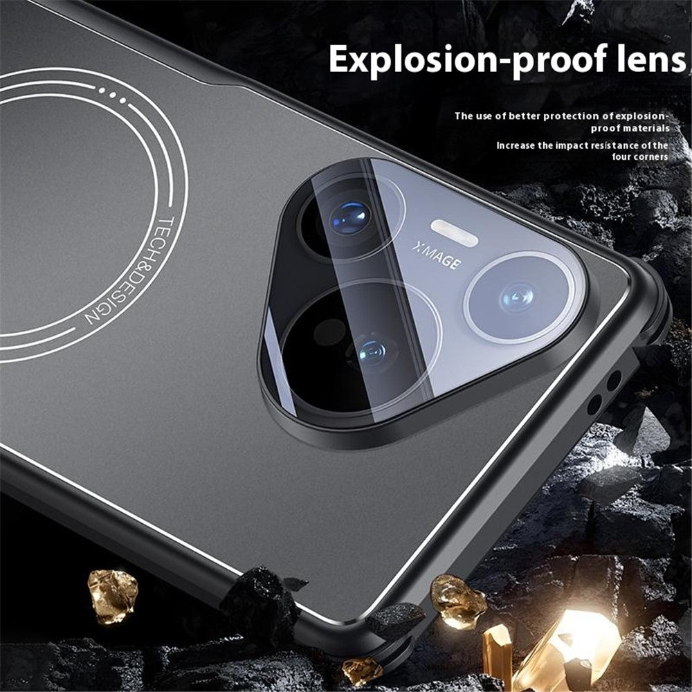 For Huawei Pura 70 Pro / 70 Pro+ Case TPU Frame Metal Back Panel Phone Cover Built In Glass Lens Film