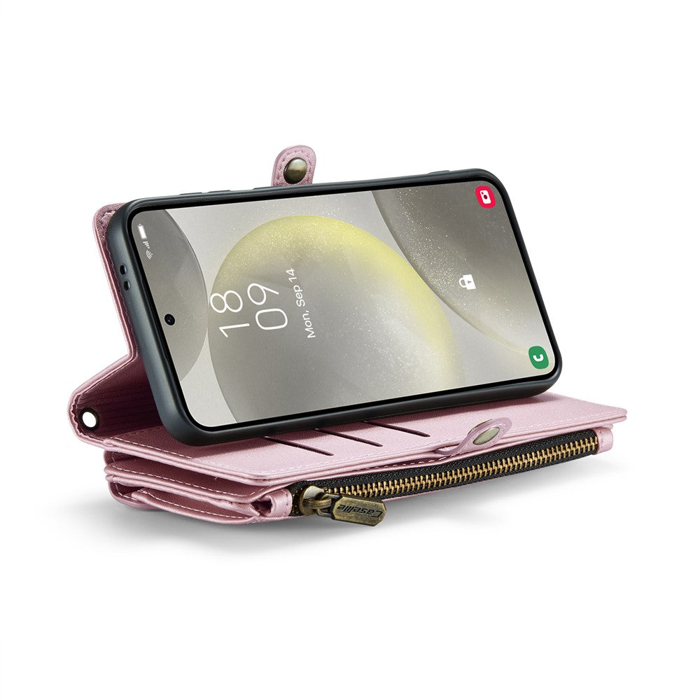 CASEME For Samsung Galaxy S25+ Leather Case C36 Zipper Multiple Card Slots Phone Cover with Straps