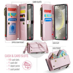 CASEME For Samsung Galaxy S25+ Leather Case C36 Zipper Multiple Card Slots Phone Cover with Straps