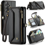 CASEME For Samsung Galaxy S25+ Leather Case C36 Zipper Multiple Card Slots Phone Cover with Straps