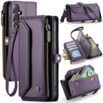 CASEME For Samsung Galaxy S25+ Leather Case C36 Zipper Multiple Card Slots Phone Cover with Straps