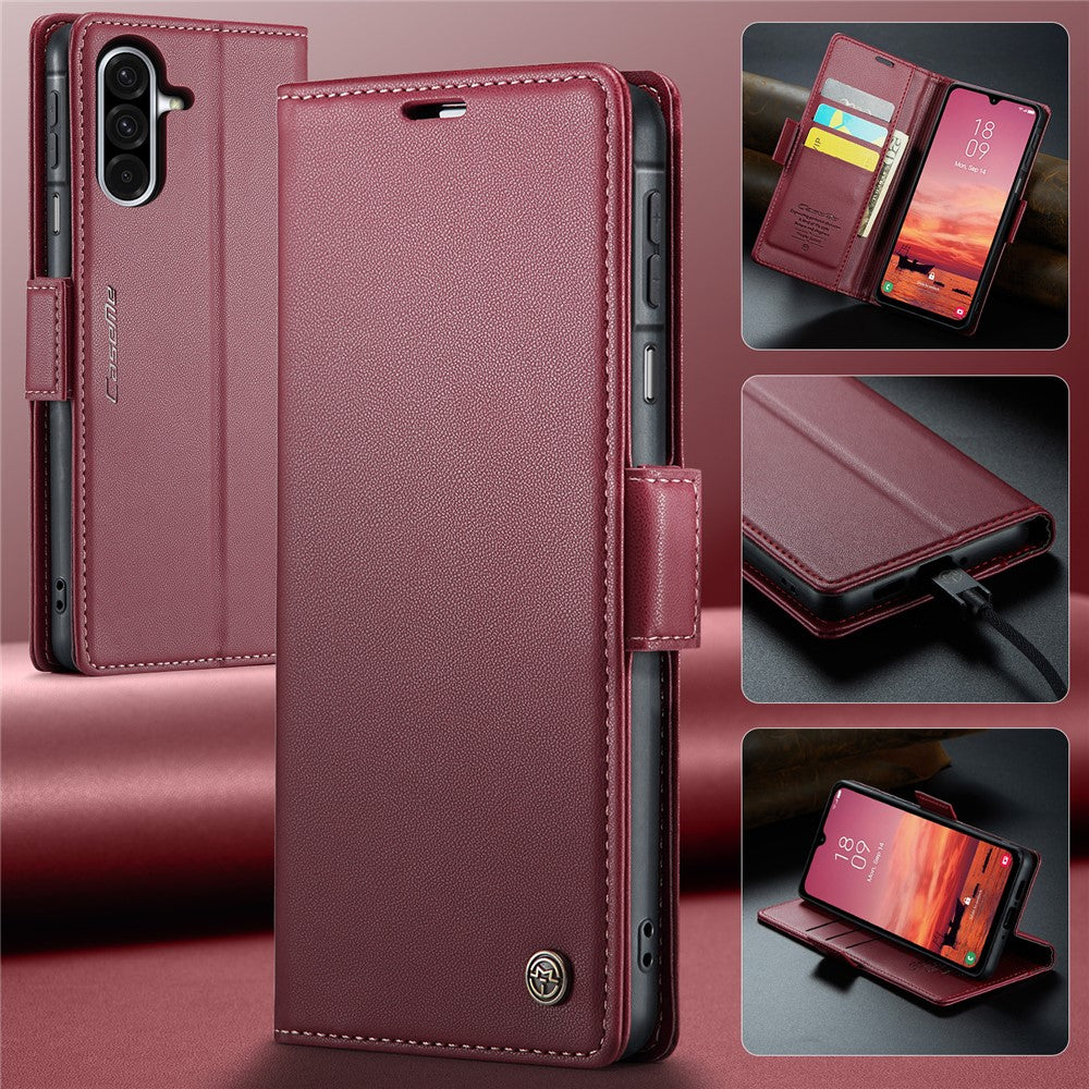 CASEME For Samsung Galaxy A26 5G Leather Case 023 RFID Blocking 3 Card Slot Mobile Cover