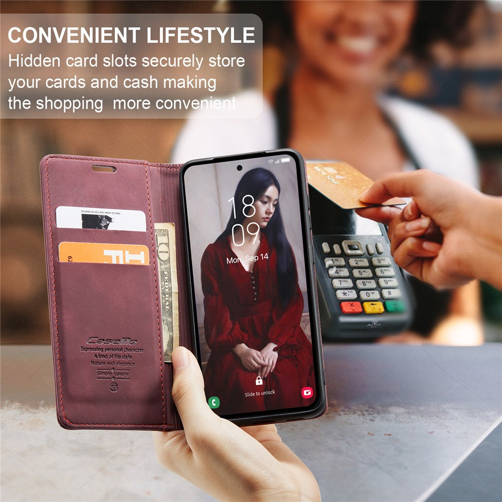 CASEME 013 Series For Samsung Galaxy A56 5G Case Card Holder Stand Leather Phone Cover