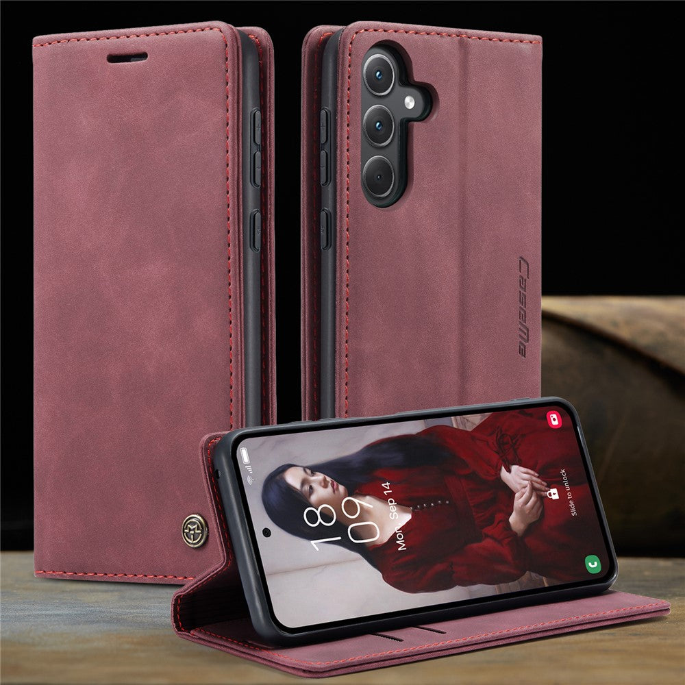 CASEME 013 Series For Samsung Galaxy A56 5G Case Card Holder Stand Leather Phone Cover