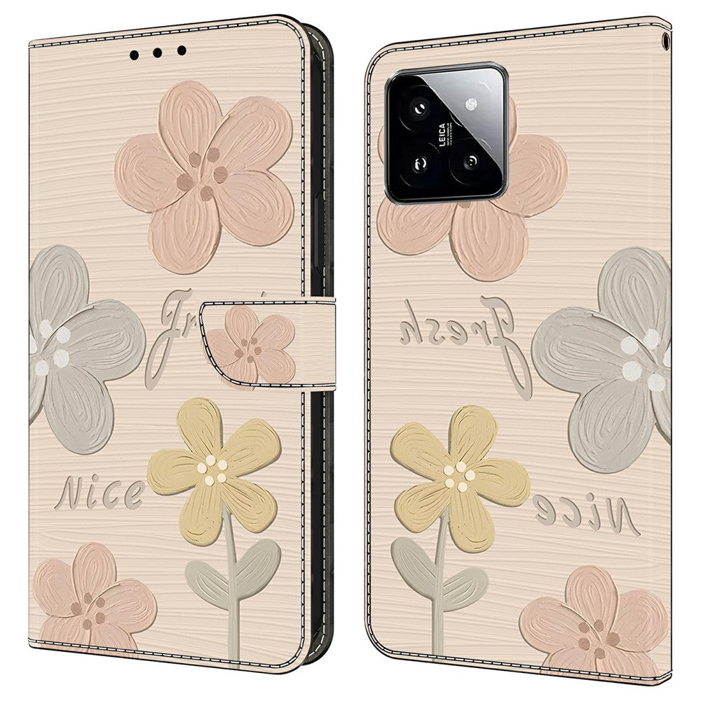 For Xiaomi 14T Pro Case Pattern Printing Anti-Drop Leather Flip Wallet Phone Cover