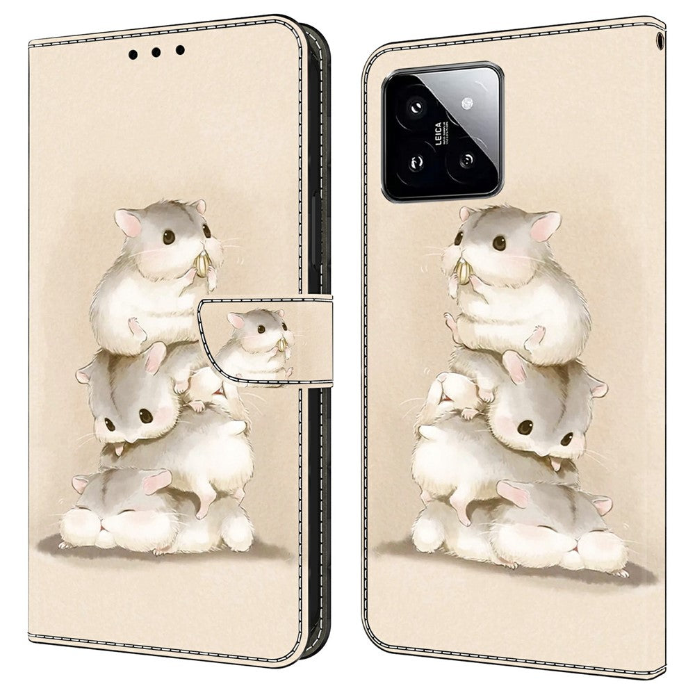 For Xiaomi 14T Pro Case Pattern Printing Anti-Drop Leather Flip Wallet Phone Cover