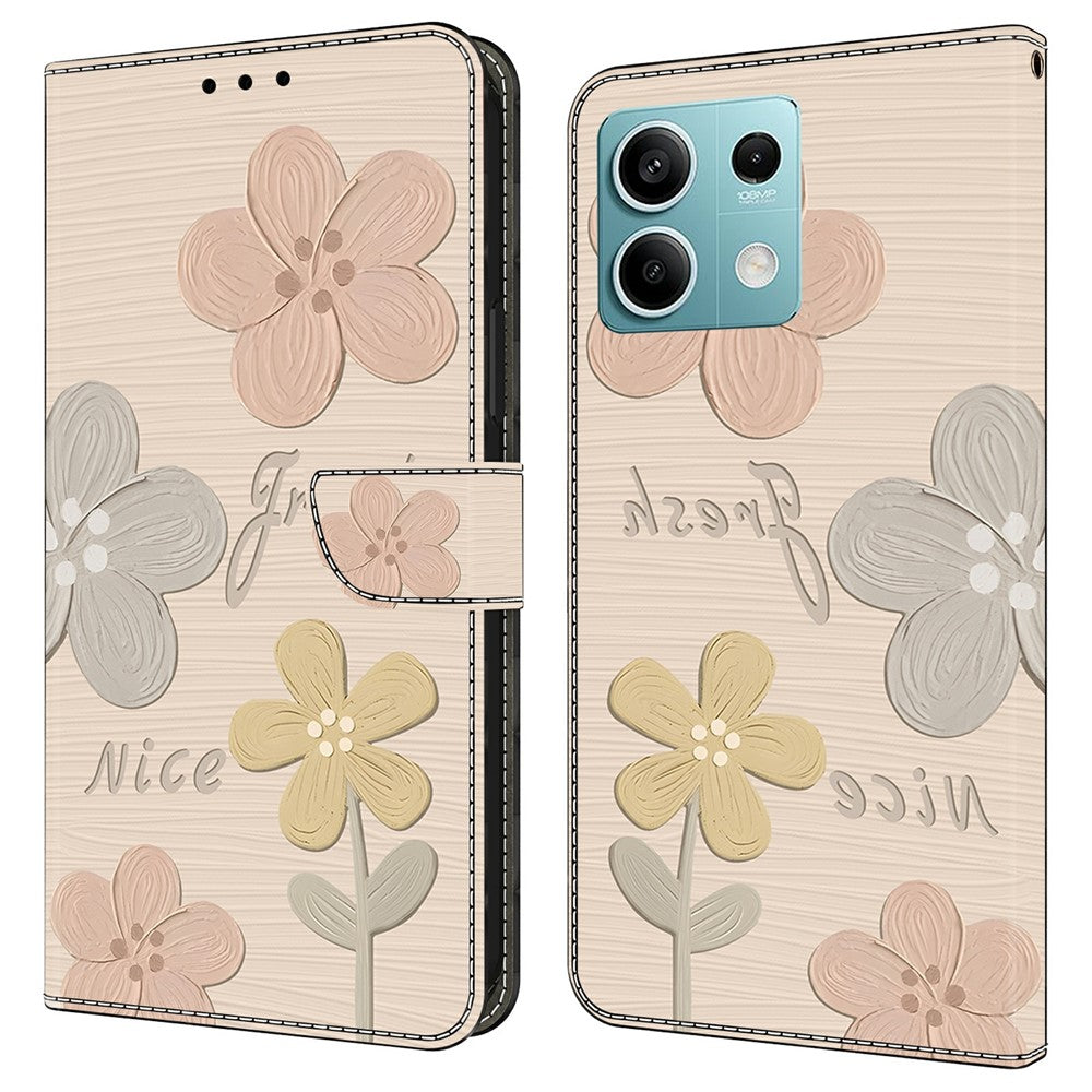 For Xiaomi Redmi Note 13 5G Case Pattern Printing Anti-Drop Leather Flip Wallet Phone Cover