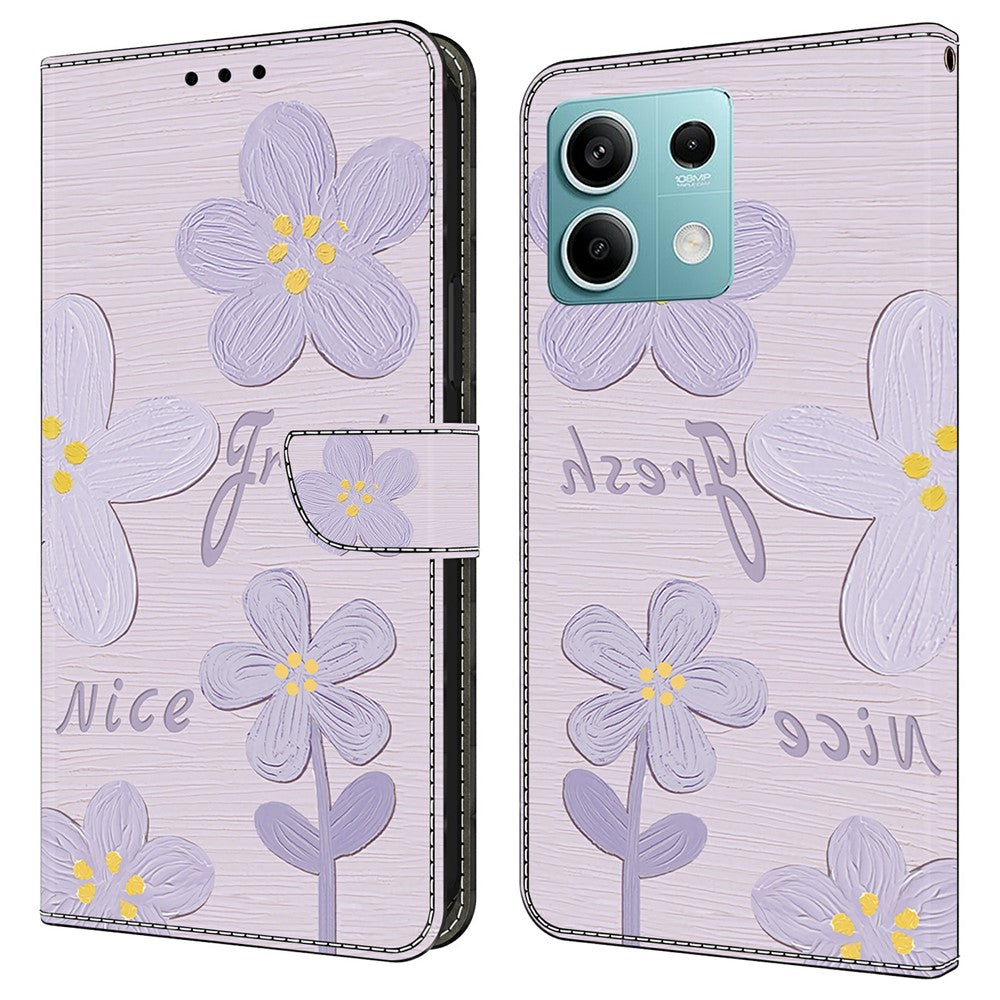 For Xiaomi Redmi Note 13 5G Case Pattern Printing Anti-Drop Leather Flip Wallet Phone Cover