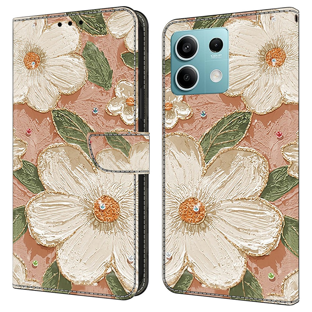 For Xiaomi Redmi Note 13 5G Case Pattern Printing Anti-Drop Leather Flip Wallet Phone Cover