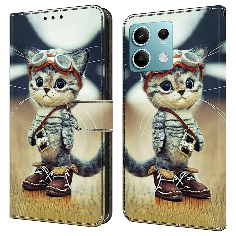 For Xiaomi Redmi Note 13 5G Case Pattern Printing Anti-Drop Leather Flip Wallet Phone Cover