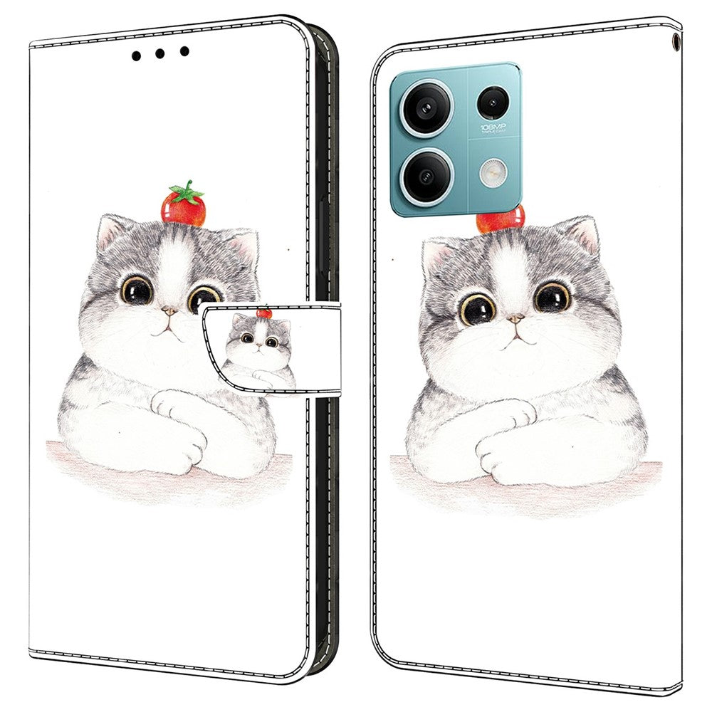 For Xiaomi Redmi Note 13 5G Case Pattern Printing Anti-Drop Leather Flip Wallet Phone Cover