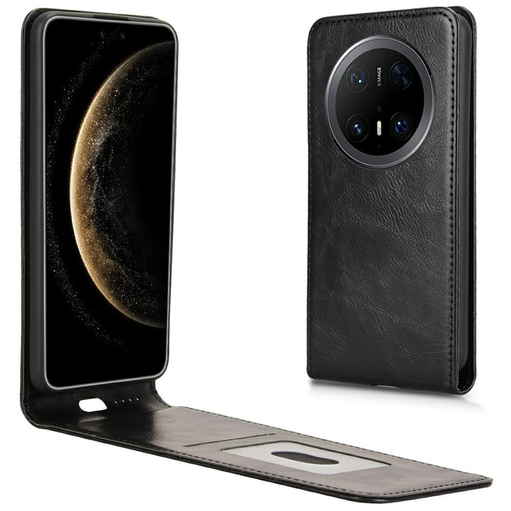 Huawei Mate 70 Pro / Mate 70 Pro+ skal med kortplats magnetiskt vertikalt fällbart läderfodral