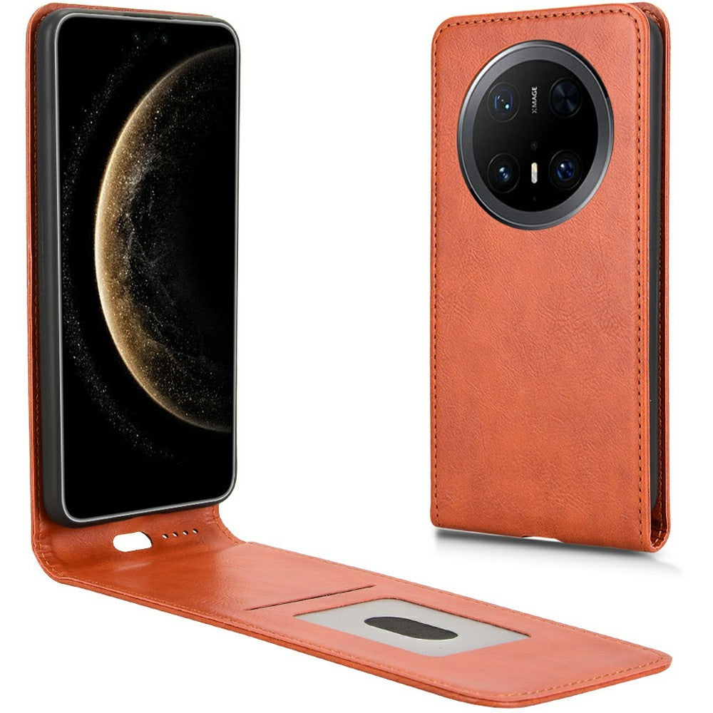Huawei Mate 70 Pro / Mate 70 Pro+ skal med kortplats magnetiskt vertikalt fällbart läderfodral