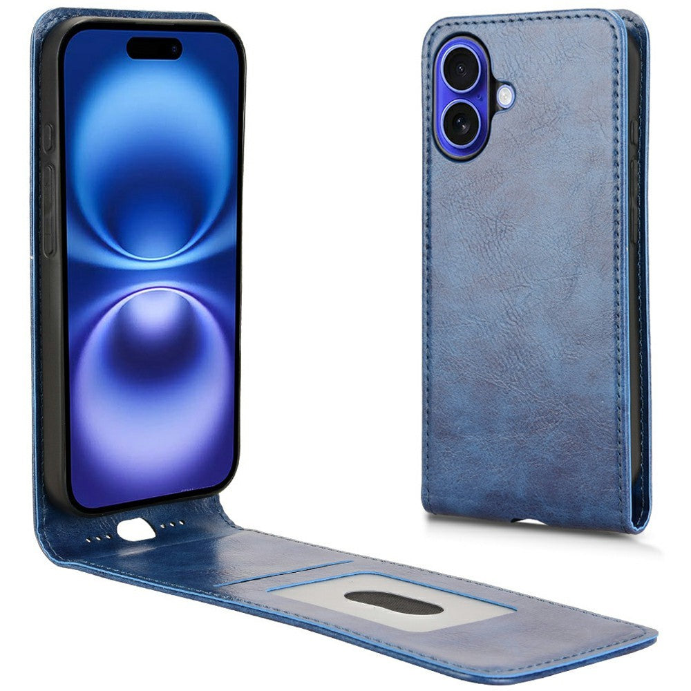 Til iPhone 16 Plus Cover med Kortlomme Magnetisk Lodret Flip Læder Telefoncover