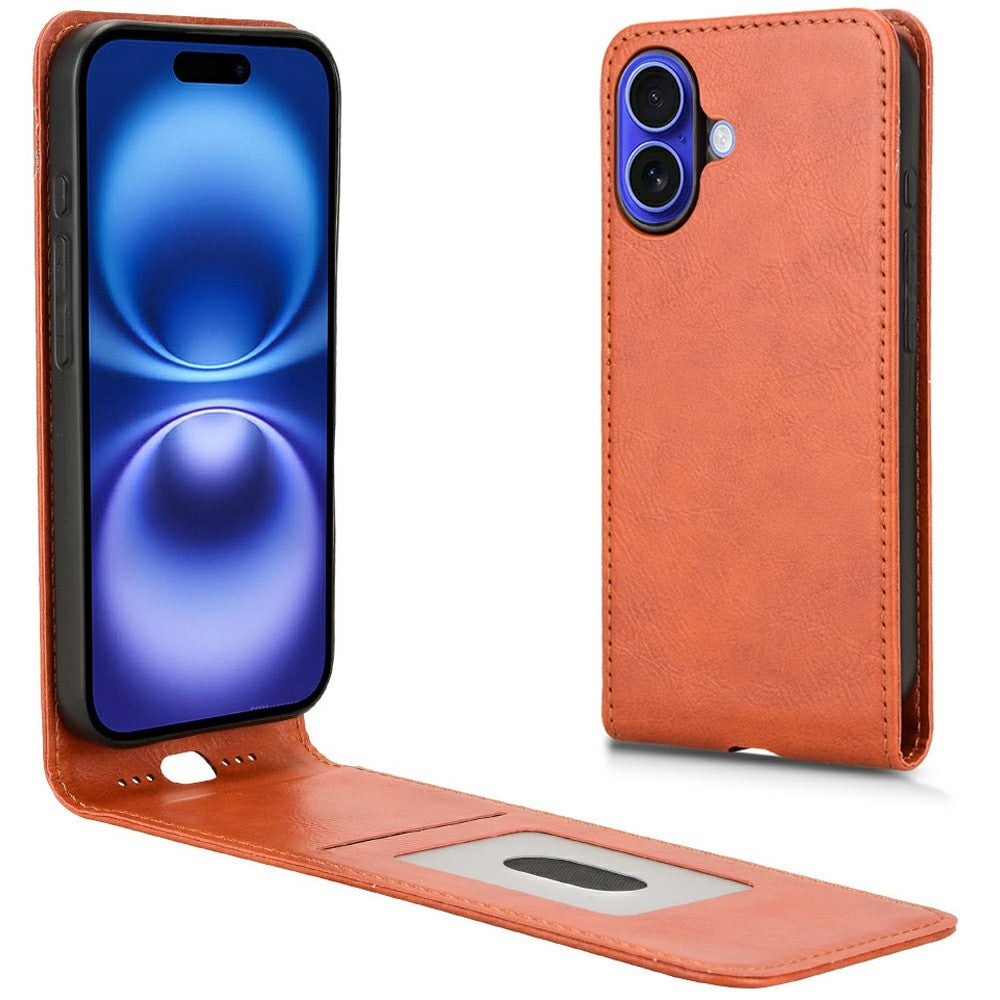 Til iPhone 16 Plus Cover med Kortlomme Magnetisk Lodret Flip Læder Telefoncover
