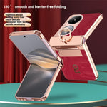 Huawei Pocket 2-skal med ringhållare, strassdekor, PU-läder, vikbart PC-mobilskal
