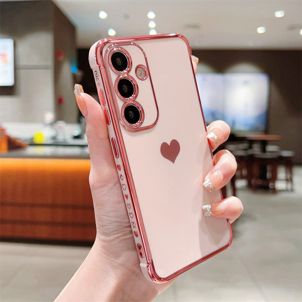 Til Samsung Galaxy A16 5G / A16 4G Cover TPU Telefonbagside Galvaniseret Hjerte Mønster