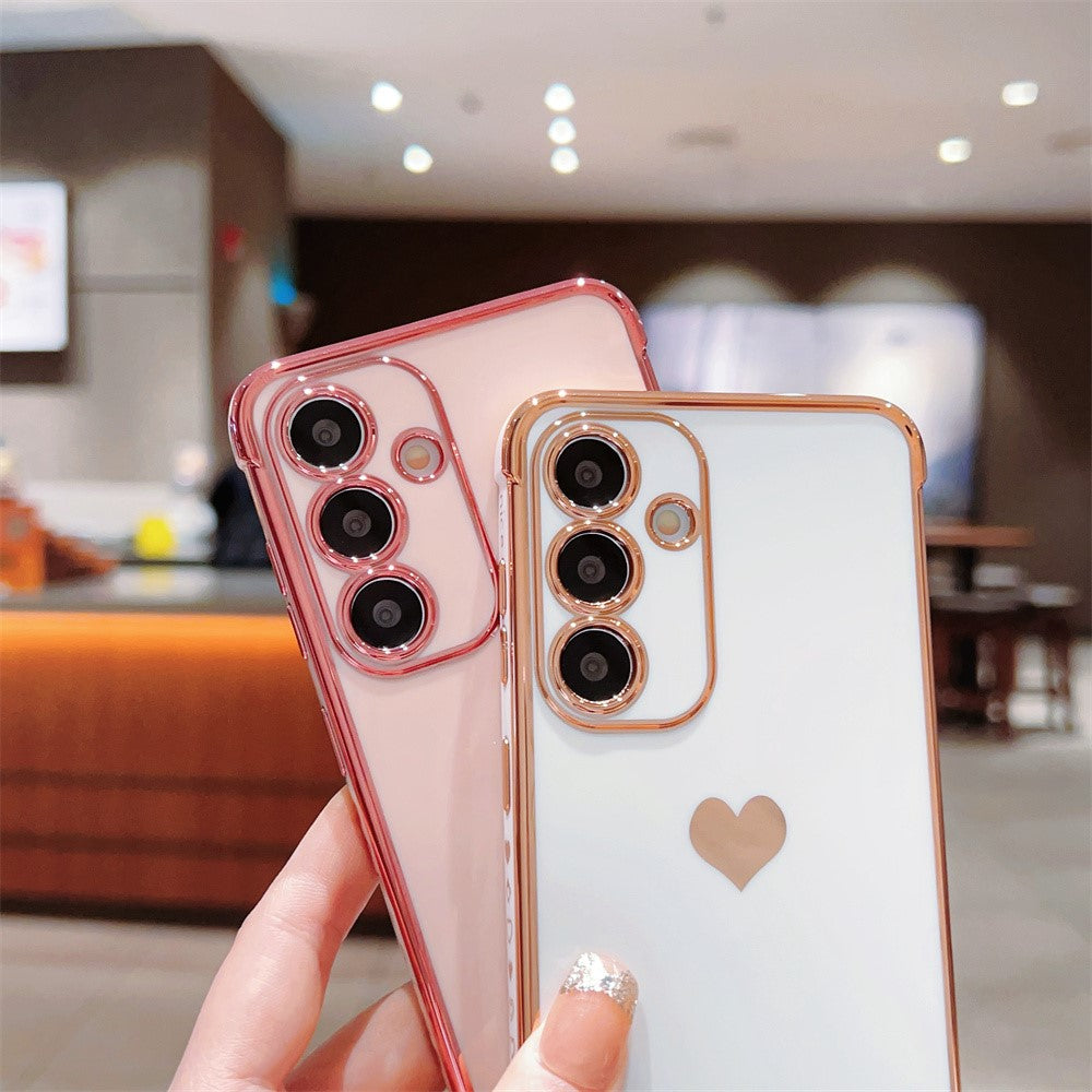 Til Samsung Galaxy A16 5G / A16 4G Cover TPU Telefonbagside Galvaniseret Hjerte Mønster