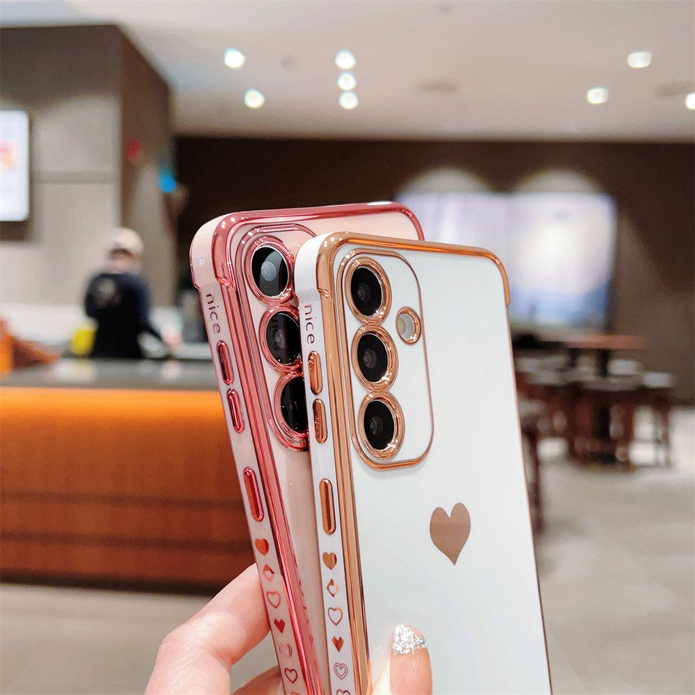 Til Samsung Galaxy A16 5G / A16 4G Cover TPU Telefonbagside Galvaniseret Hjerte Mønster