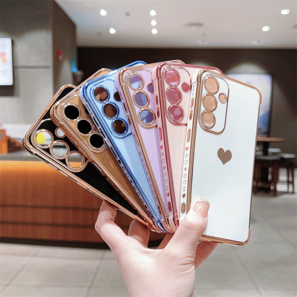 Til Samsung Galaxy A16 5G / A16 4G Cover TPU Telefonbagside Galvaniseret Hjerte Mønster