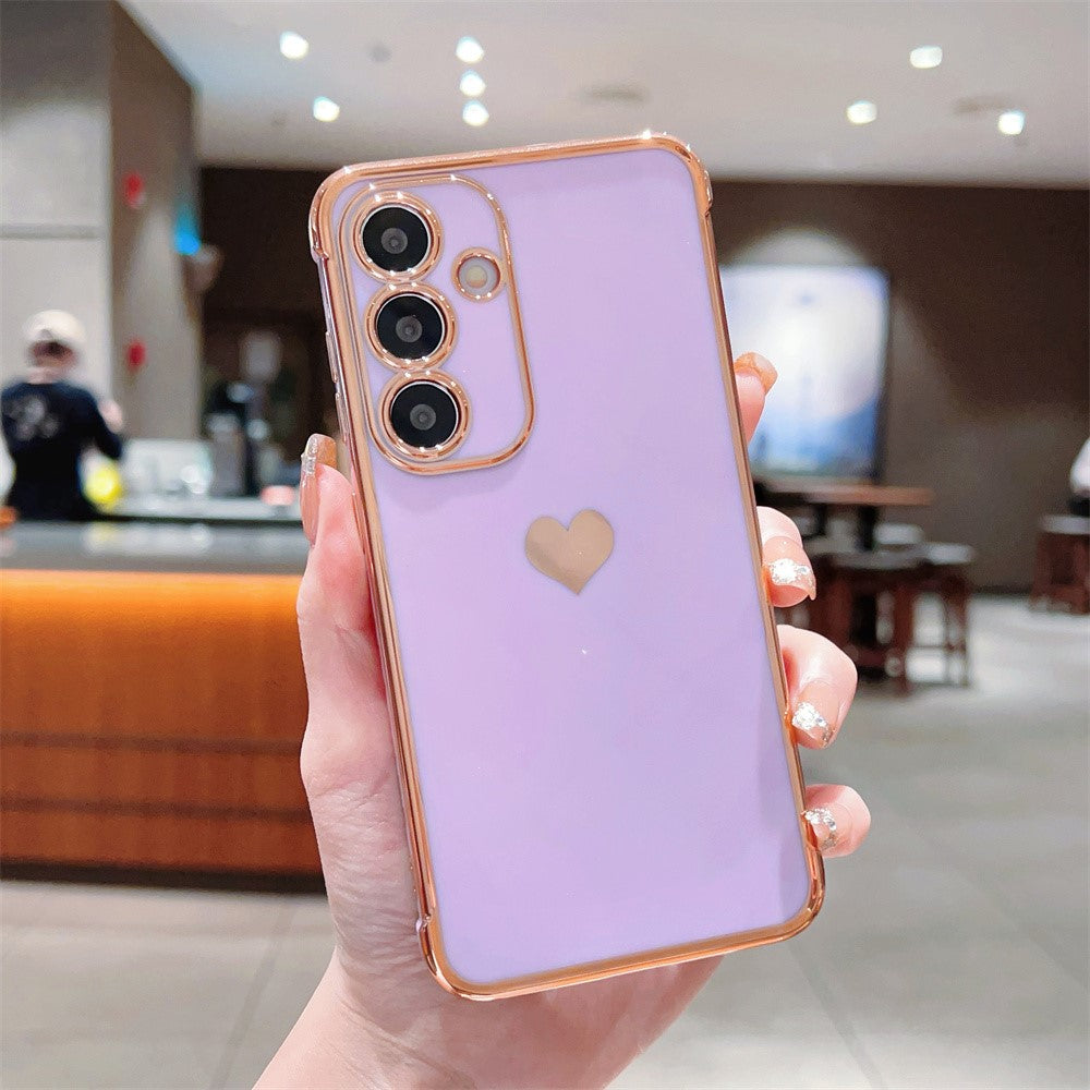 Til Samsung Galaxy A16 5G / A16 4G Cover TPU Telefonbagside Galvaniseret Hjerte Mønster