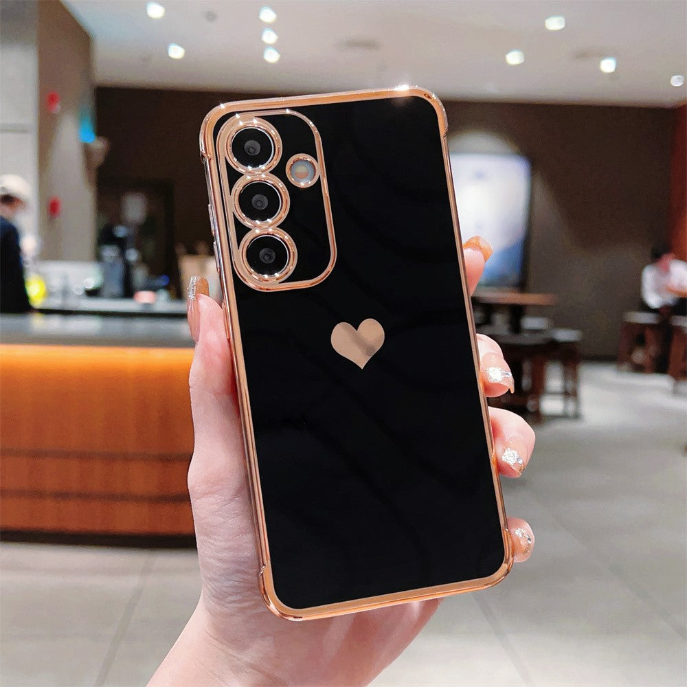 Til Samsung Galaxy A16 5G / A16 4G Cover TPU Telefonbagside Galvaniseret Hjerte Mønster