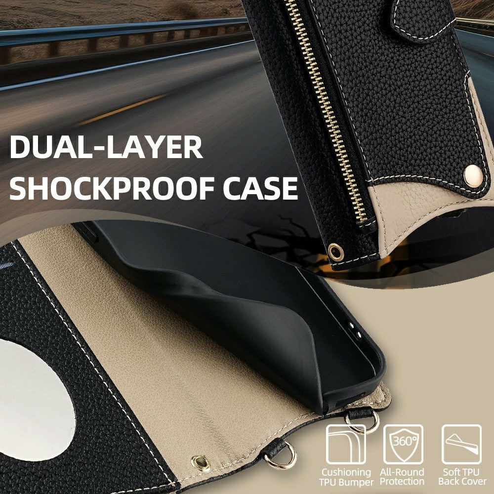 For Xiaomi Redmi Note 14 5G Leather Case Wallet Stand Cover Irregular Tail Style with Chain Strap