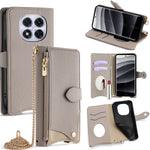For Xiaomi Redmi Note 14 Pro 5G / Poco X7 5G Leather Case Wallet Stand Cover Irregular Tail Style with Chain Strap