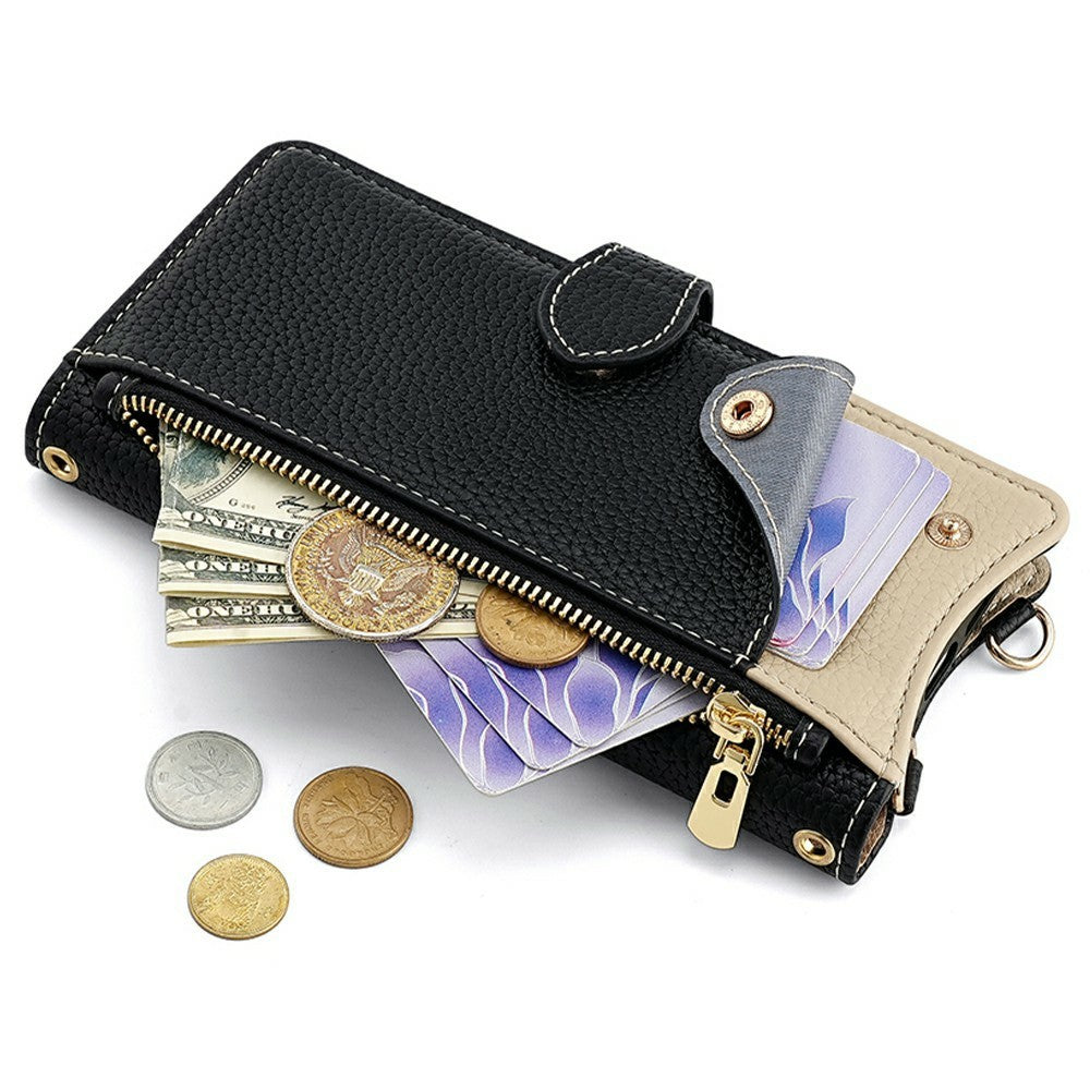 For Honor Magic7 5G Leather Case Wallet Stand Cover Irregular Tail Style with Chain Strap
