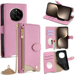 For Honor Magic7 5G Leather Case Wallet Stand Cover Irregular Tail Style with Chain Strap