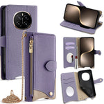 For Honor Magic7 5G Leather Case Wallet Stand Cover Irregular Tail Style with Chain Strap