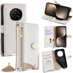 For Honor Magic7 5G Leather Case Wallet Stand Cover Irregular Tail Style with Chain Strap