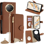 For Honor Magic7 Lite 5G / X9c 5G / X60 Pro 5G Leather Case Wallet Stand Cover Irregular Tail Style with Chain Strap