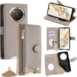 For Honor Magic7 Lite 5G / X9c 5G / X60 Pro 5G Leather Case Wallet Stand Cover Irregular Tail Style with Chain Strap