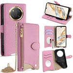For Honor Magic7 Lite 5G / X9c 5G / X60 Pro 5G Leather Case Wallet Stand Cover Irregular Tail Style with Chain Strap