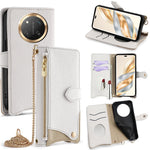 For Honor Magic7 Lite 5G / X9c 5G / X60 Pro 5G Leather Case Wallet Stand Cover Irregular Tail Style with Chain Strap