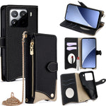 For Xiaomi 15 Pro Leather Case Wallet Stand Cover Irregular Tail Style with Chain Strap