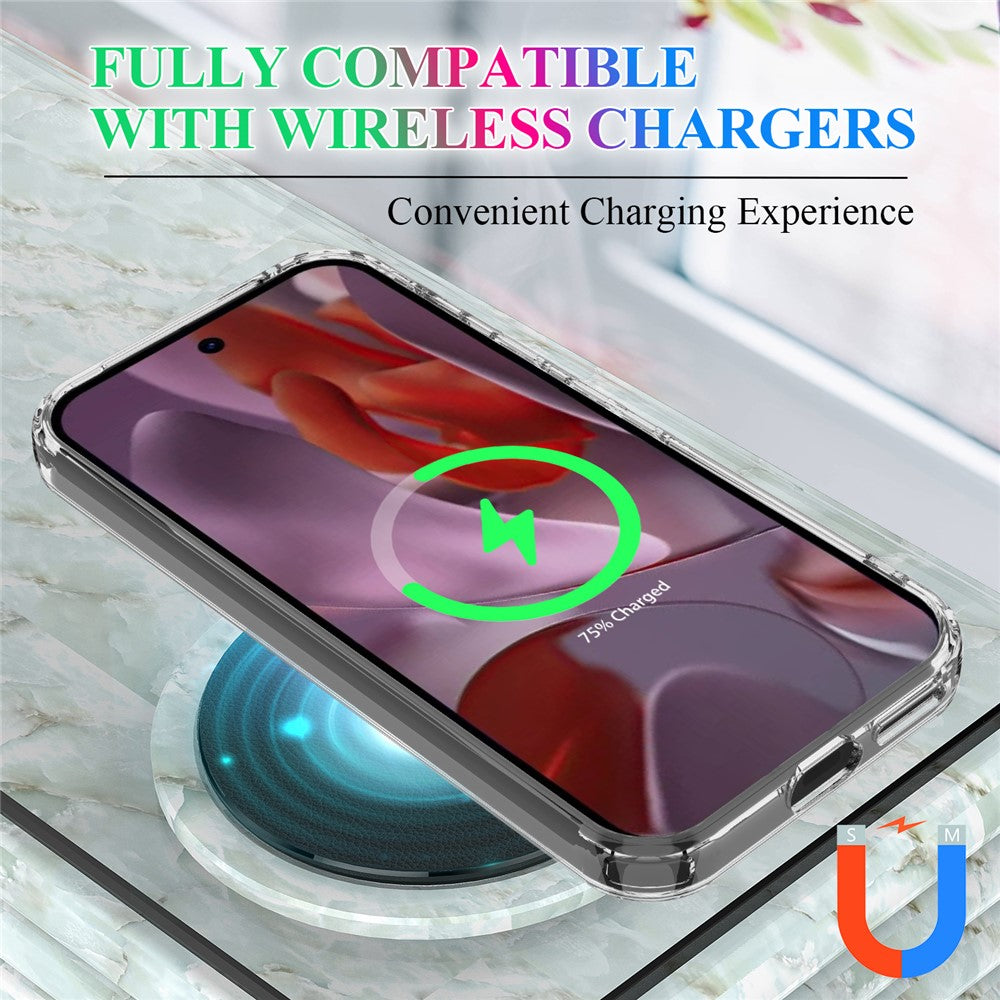 For Google Pixel 9a Clear Case TPU+Acrylic Magnetic Phone Cover