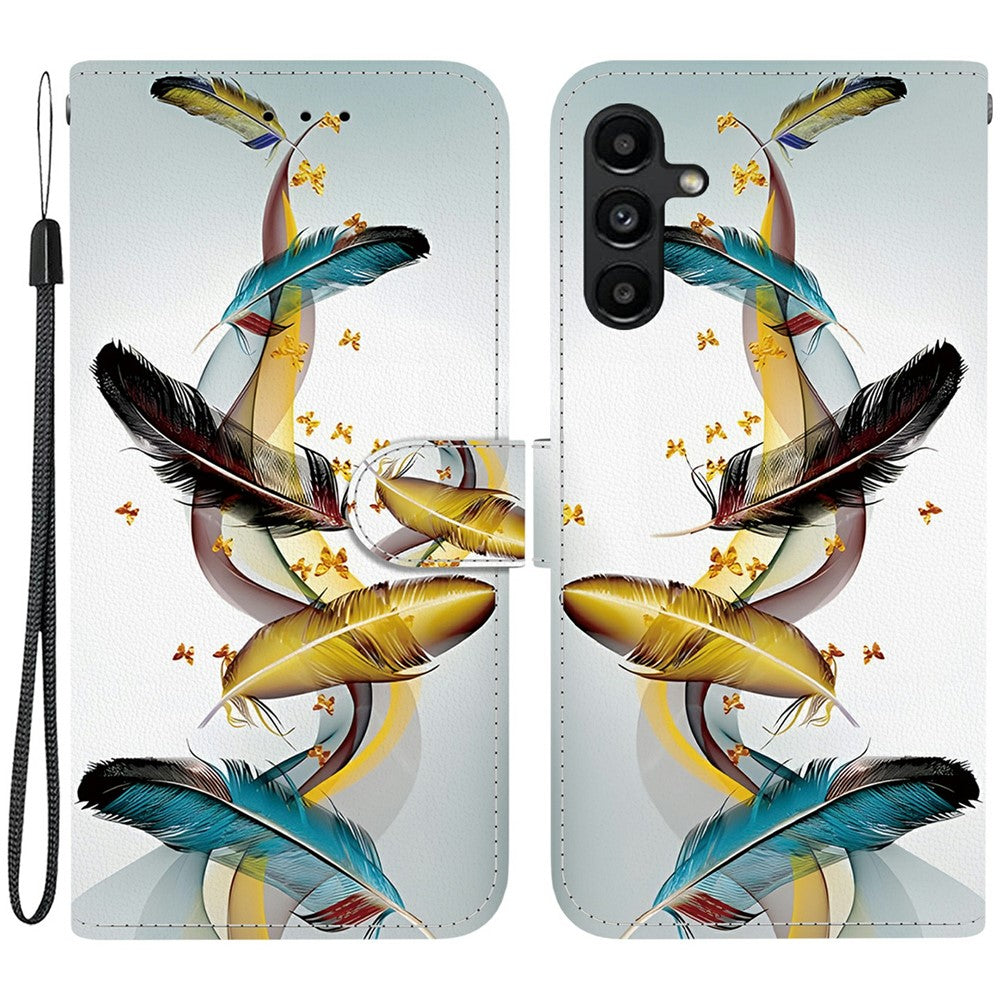 Samsung Galaxy A15 5G / 4G-skal, mönstertryck, fallskyddande läder, plånboksfodral med snodd