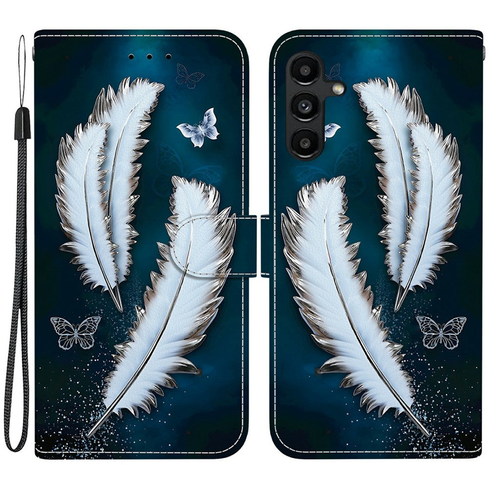Samsung Galaxy A15 5G / 4G-skal, mönstertryck, fallskyddande läder, plånboksfodral med snodd